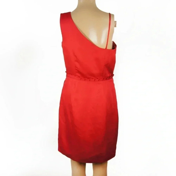 Manoukian Red Satin Assymetrical One Shoulder Peplum Dress - Picture 2 of 2